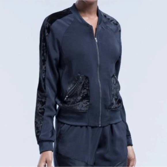 Zobha Black Velvet Contract Bomber Jacket - Picture 1 of 6